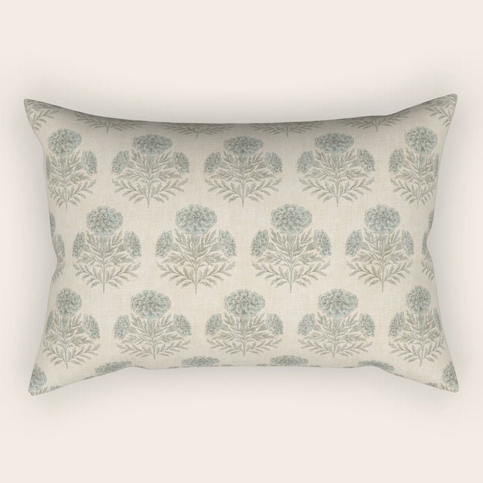 Marigold - sage and dusty blue on linen Rectangular Pillow Gallery Image 1