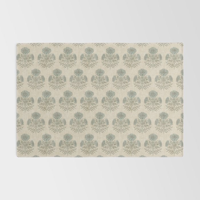 Marigold - sage and dusty blue on linen Rug Gallery Image 2