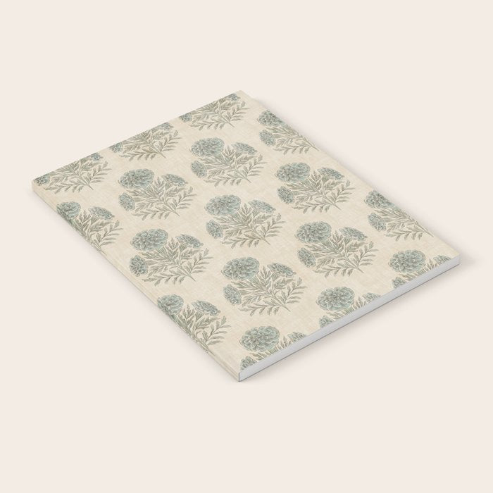 Marigold - sage and dusty blue on linen Notebook Gallery Image 2