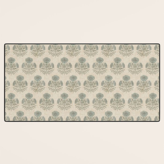 Marigold - sage and dusty blue on linen Desk Mat Gallery Image 3