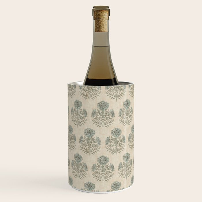 Marigold - sage and dusty blue on linen Wine Chiller Gallery Image 3