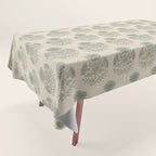 Marigold - sage and dusty blue on linen Tablecloth Gallery Image 1