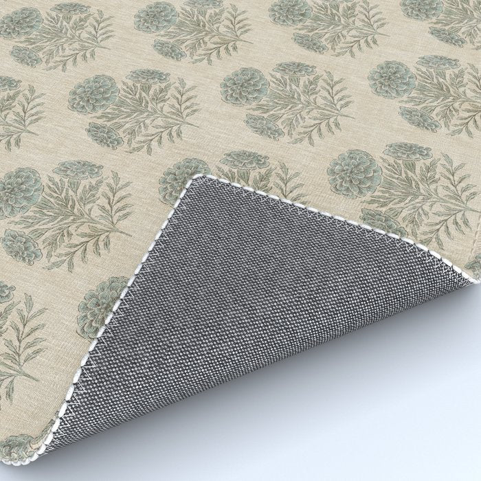 Marigold - sage and dusty blue on linen Rug Gallery Image 4
