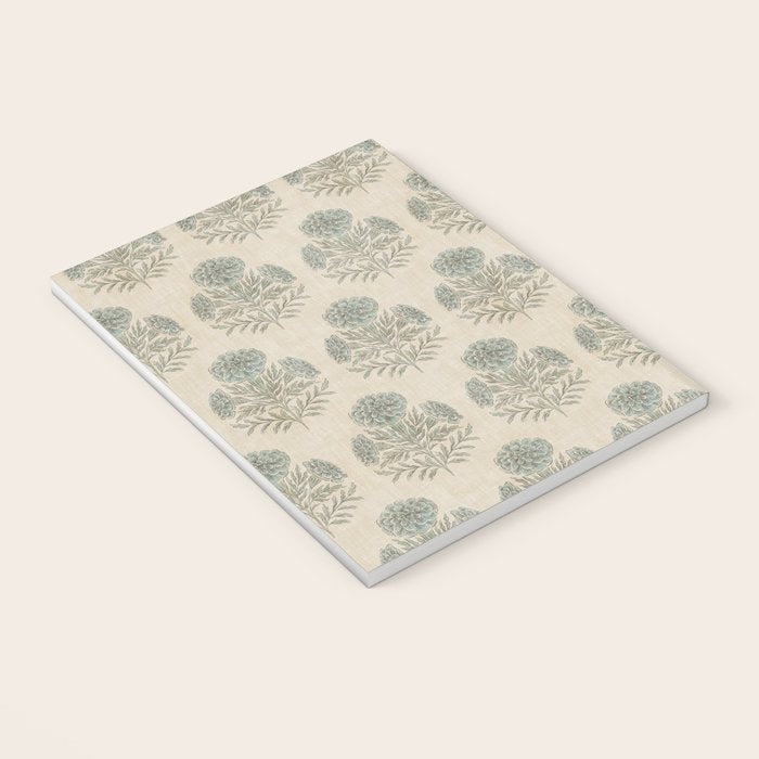 Marigold - sage and dusty blue on linen Notebook Gallery Image 3