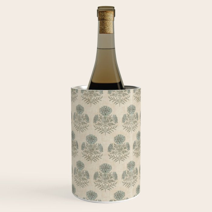 Marigold - sage and dusty blue on linen Wine Chiller Gallery Image 1