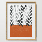White Background Mid Century Modern Minimalist Rothko Inspired Color Field Red Rain With Lines Geometric Style Serving Tray Gallery Image 1