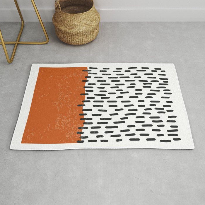 White Background Mid Century Modern Minimalist Rothko Inspired Color Field Red Rain With Lines Geometric Style Rug Gallery Image 1