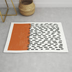 White Background Mid Century Modern Minimalist Rothko Inspired Color Field Red Rain With Lines Geometric Style Rug Gallery Image 1