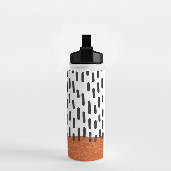 White Background Mid Century Modern Minimalist Rothko Inspired Color Field Red Rain With Lines Geometric Style Water Bottle Gallery Image 2