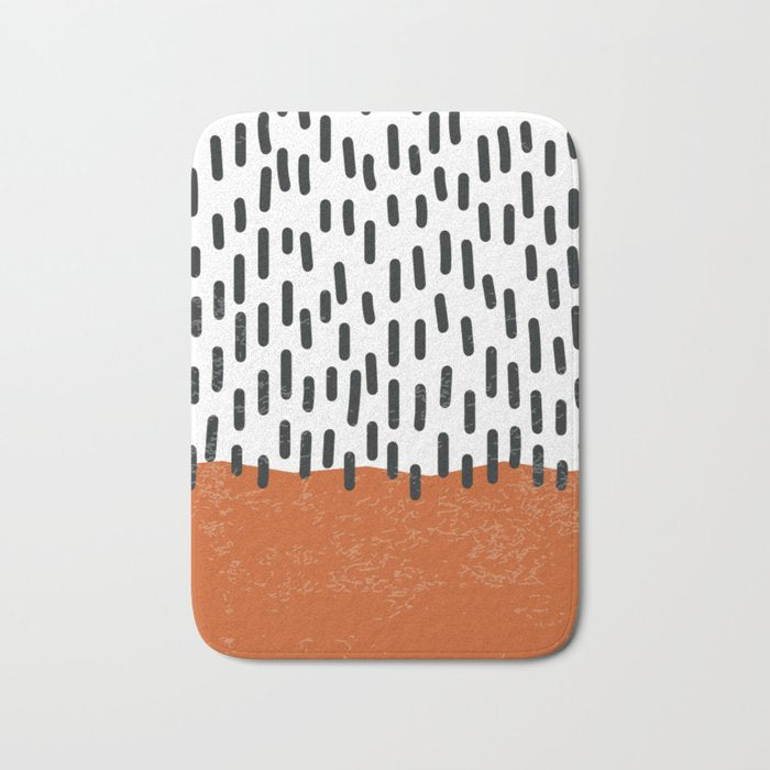 White Background Mid Century Modern Minimalist Rothko Inspired Color Field Red Rain With Lines Geometric Style Bath Mat Gallery Image 1