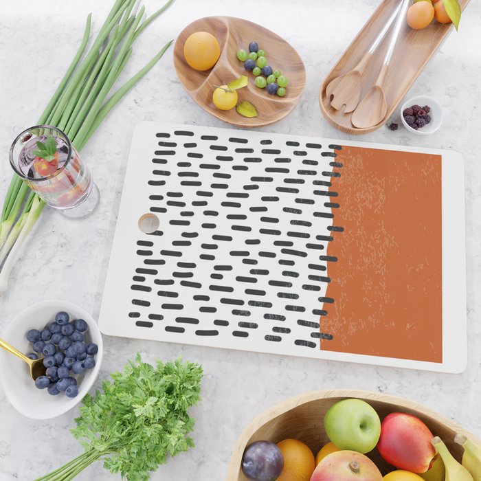 White Background Mid Century Modern Minimalist Rothko Inspired Color Field Red Rain With Lines Geometric Style Cutting Board Gallery Image 2
