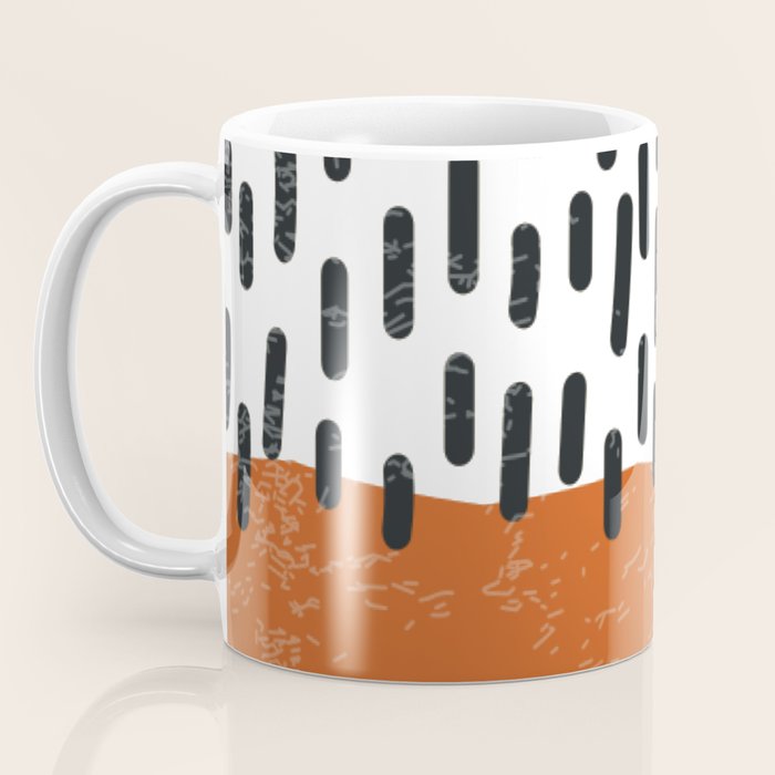 White Background Mid Century Modern Minimalist Rothko Inspired Color Field Red Rain With Lines Geometric Style Coffee Mug Gallery Image 3
