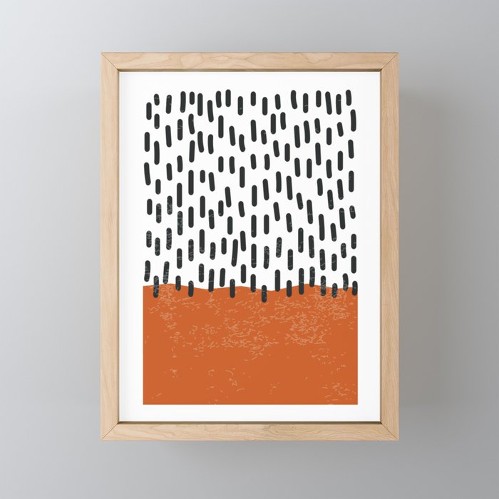 White Background Mid Century Modern Minimalist Rothko Inspired Color Field Red Rain With Lines Geometric Style Mini Art Print Gallery Image 1