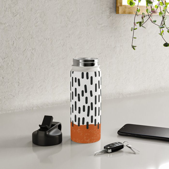 White Background Mid Century Modern Minimalist Rothko Inspired Color Field Red Rain With Lines Geometric Style Water Bottle Gallery Image 4