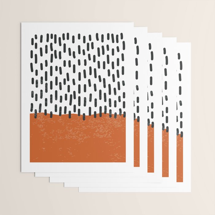 White Background Mid Century Modern Minimalist Rothko Inspired Color Field Red Rain With Lines Geometric Style Wrapping Paper Gallery Image 3