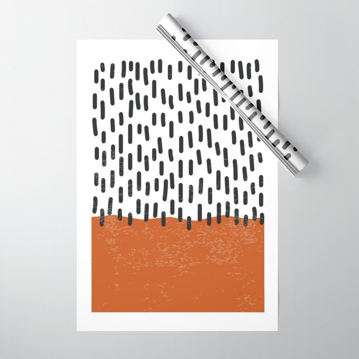 White Background Mid Century Modern Minimalist Rothko Inspired Color Field Red Rain With Lines Geometric Style Wrapping Paper Gallery Image 1
