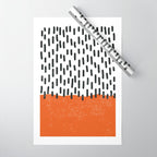 White Background Mid Century Modern Minimalist Rothko Inspired Color Field Red Rain With Lines Geometric Style Wrapping Paper Gallery Image 1