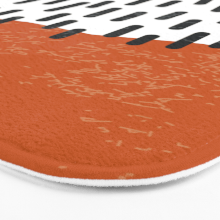 White Background Mid Century Modern Minimalist Rothko Inspired Color Field Red Rain With Lines Geometric Style Bath Mat Gallery Image 3