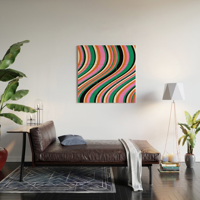 Wavy Stripes XIV - Bold Retro Wood Wall Art Gallery Image 2