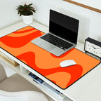 Retro Liquid Swirl Abstract 2 in Bold Orange Desk Mat Gallery Image 2