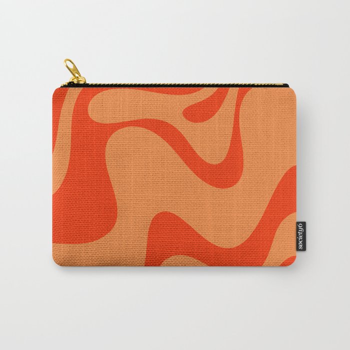 Retro Liquid Swirl Abstract 2 in Bold Orange Carry All Pouch Gallery Image 1