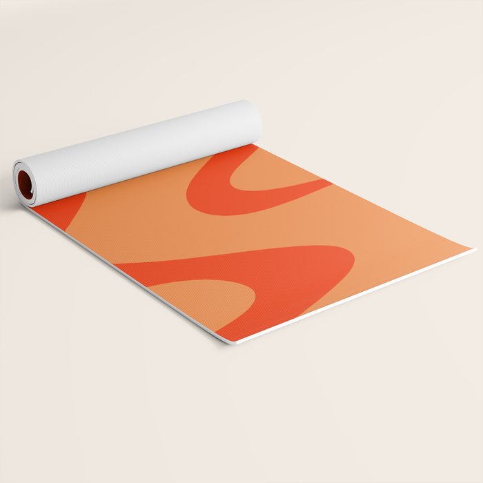 Retro Liquid Swirl Abstract 2 in Bold Orange Yoga Mat Gallery Image 2