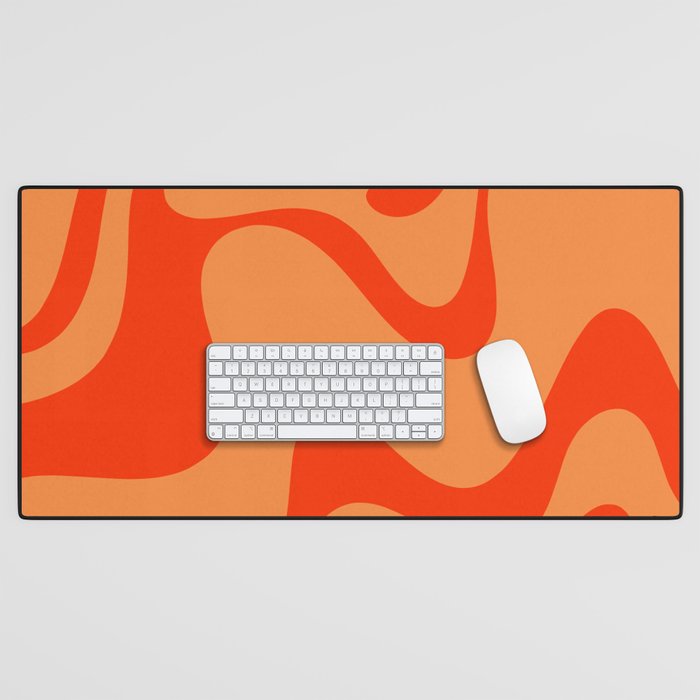 Retro Liquid Swirl Abstract 2 in Bold Orange Desk Mat Gallery Image 1