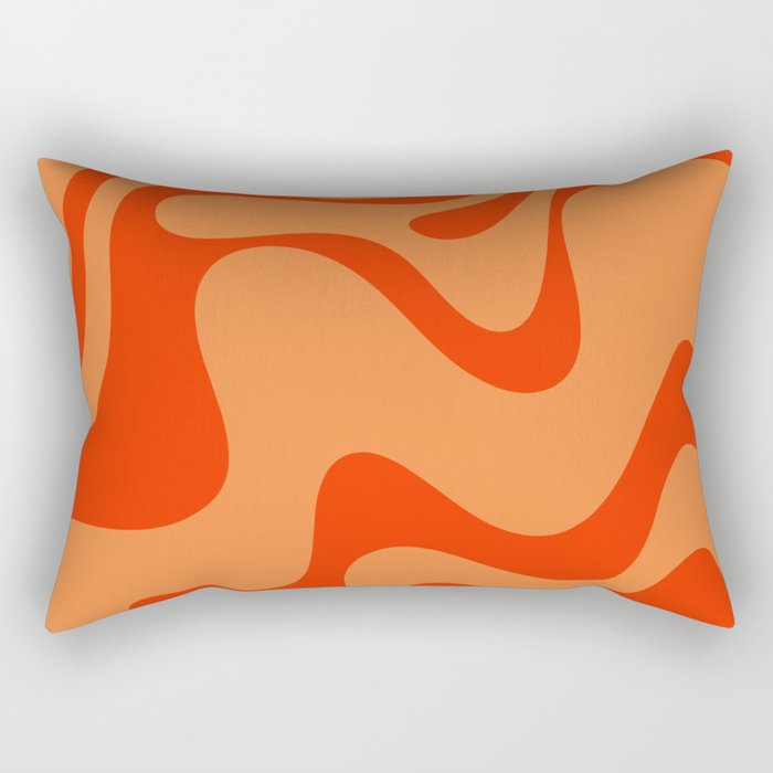Retro Liquid Swirl Abstract 2 in Bold Orange Rectangular Pillow Gallery Image 2