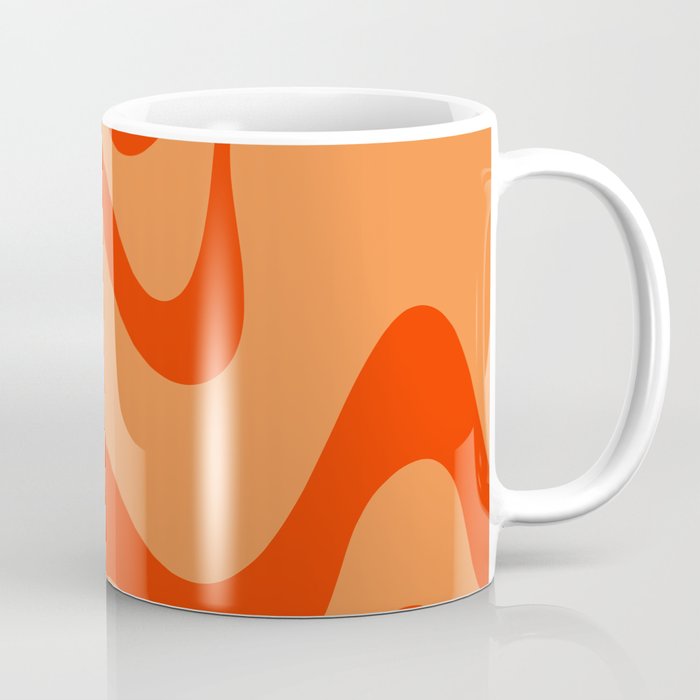 Retro Liquid Swirl Abstract 2 in Bold Orange Coffee Mug Gallery Image 1