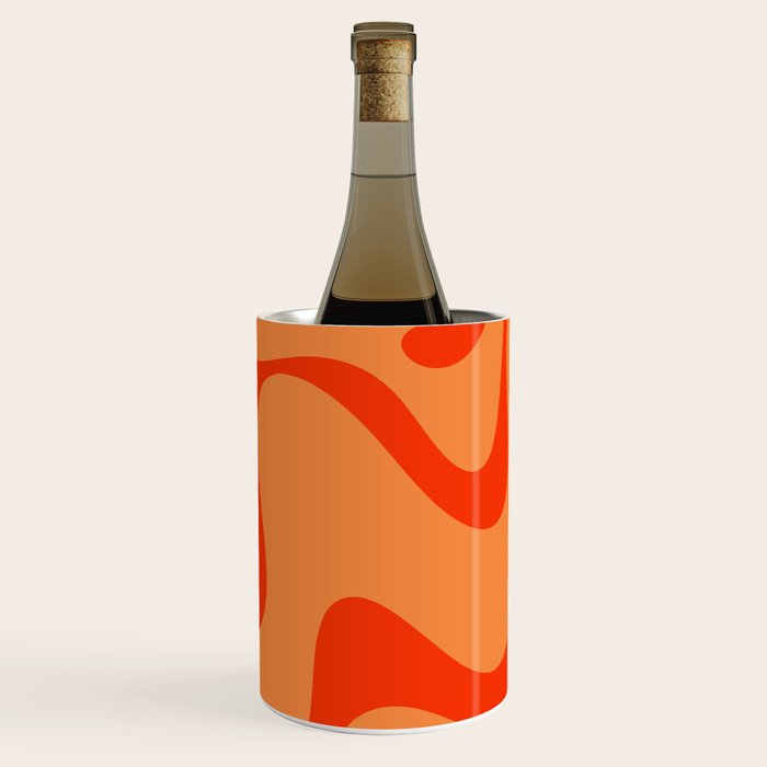 Retro Liquid Swirl Abstract 2 in Bold Orange Wine Chiller Gallery Image 1