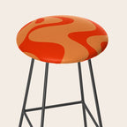 Retro Liquid Swirl Abstract 2 in Bold Orange Stool Gallery Image 2