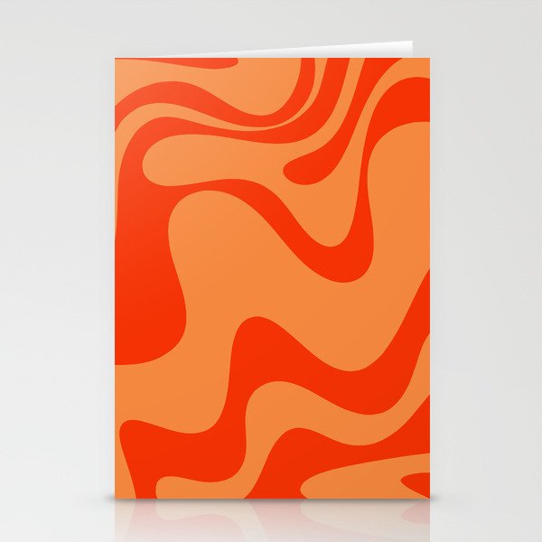 Retro Liquid Swirl Abstract 2 in Bold Orange Stationery Card Gallery Image 2