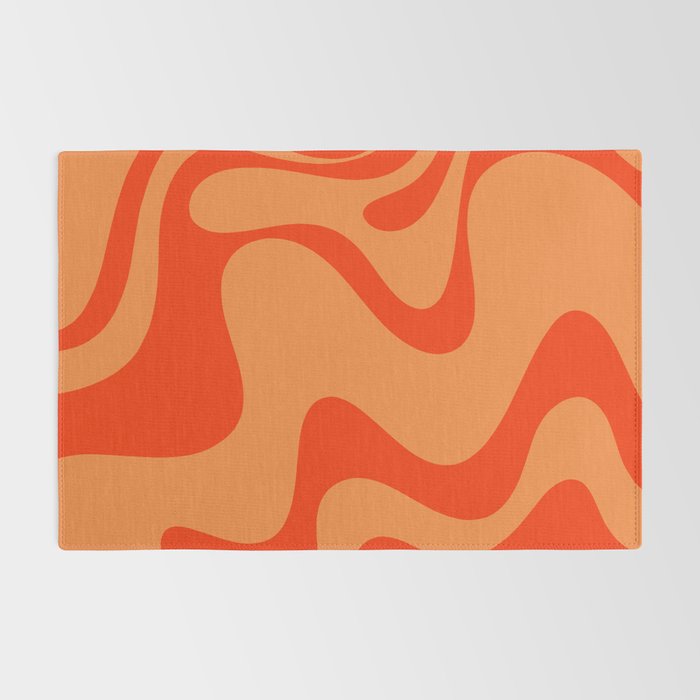 Retro Liquid Swirl Abstract 2 in Bold Orange Rug Gallery Image 2
