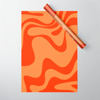 Retro Liquid Swirl Abstract 2 in Bold Orange Wrapping Paper Gallery Image 1