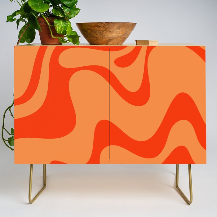 Retro Liquid Swirl Abstract 2 in Bold Orange Credenza Gallery Image 1