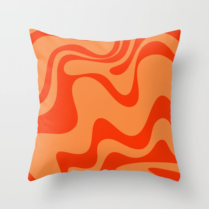Retro Liquid Swirl Abstract 2 in Bold Orange Throw Pillow Gallery Image 6