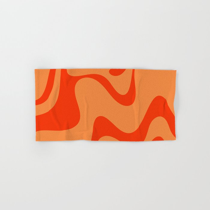 Retro Liquid Swirl Abstract 2 in Bold Orange Bath Towel Gallery Image 1