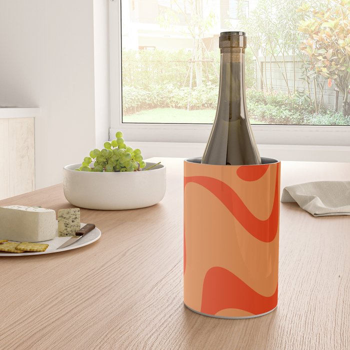 Retro Liquid Swirl Abstract 2 in Bold Orange Wine Chiller Gallery Image 4