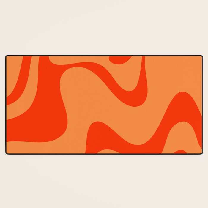 Retro Liquid Swirl Abstract 2 in Bold Orange Desk Mat Gallery Image 3