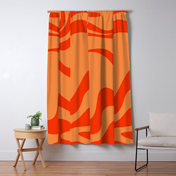 Retro Liquid Swirl Abstract 2 in Bold Orange Window Curtain Gallery Image 5
