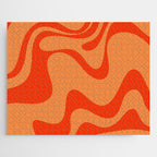 Retro Liquid Swirl Abstract 2 in Bold Orange Jigsaw Puzzle Gallery Image 1