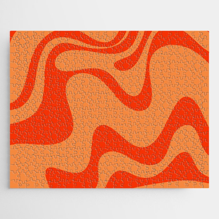 Retro Liquid Swirl Abstract 2 in Bold Orange Jigsaw Puzzle Gallery Image 1