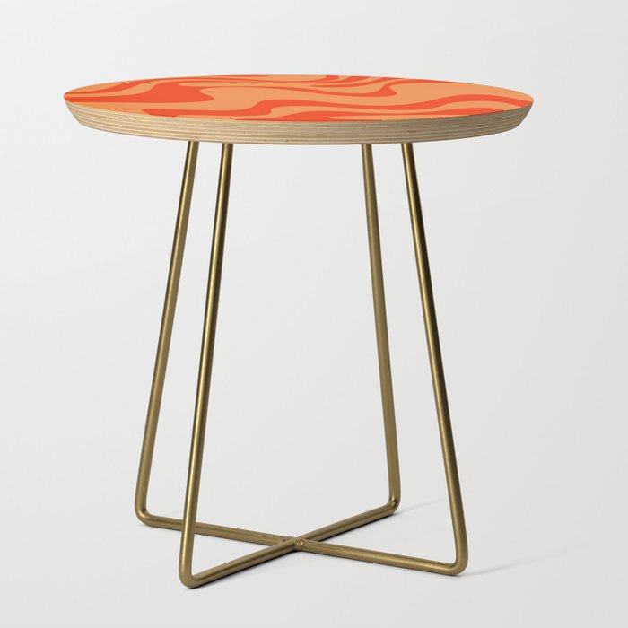 Retro Liquid Swirl Abstract 2 in Bold Orange Side Table Gallery Image 1