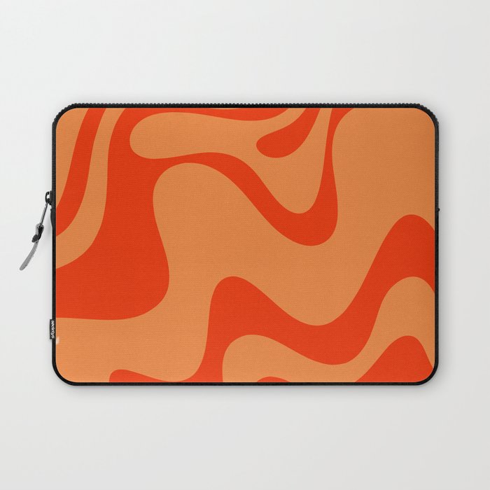 Retro Liquid Swirl Abstract 2 in Bold Orange Laptop Sleeve Gallery Image 1