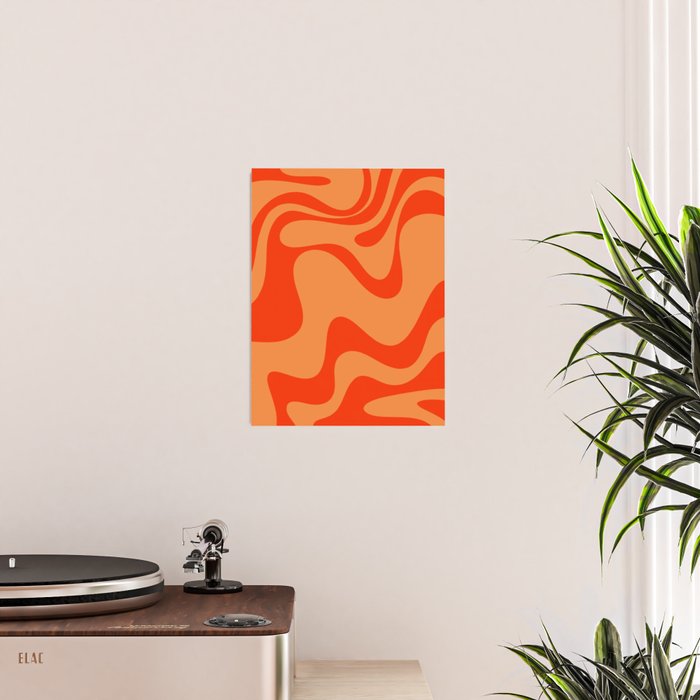 Retro Liquid Swirl Abstract 2 in Bold Orange Poster Gallery Image 2
