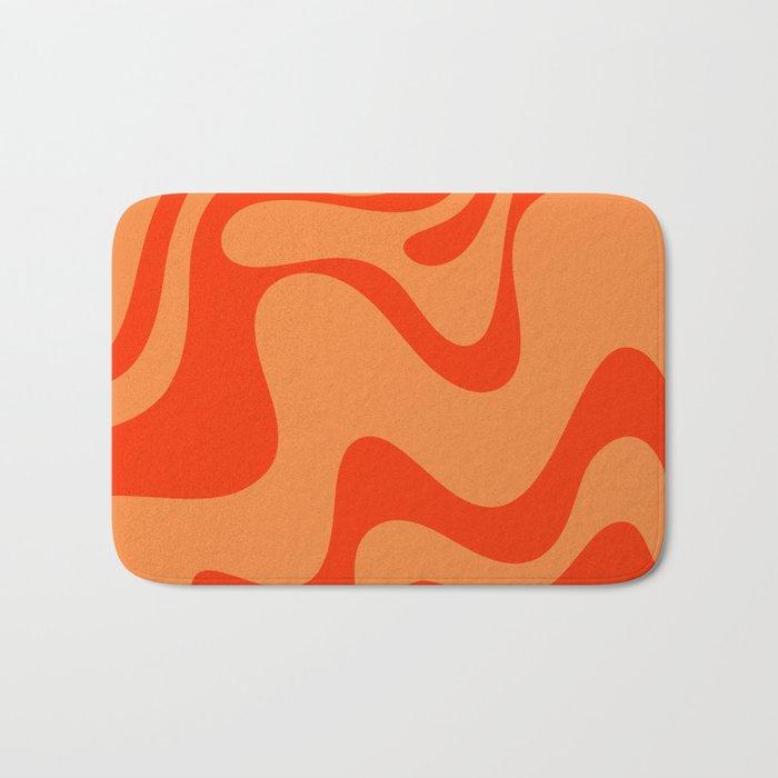 Retro Liquid Swirl Abstract 2 in Bold Orange Bath Mat Gallery Image 1