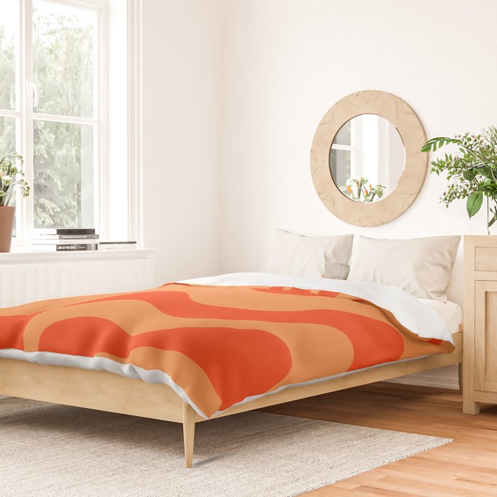 Retro Liquid Swirl Abstract 2 in Bold Orange Duvet Cover Gallery Image 2