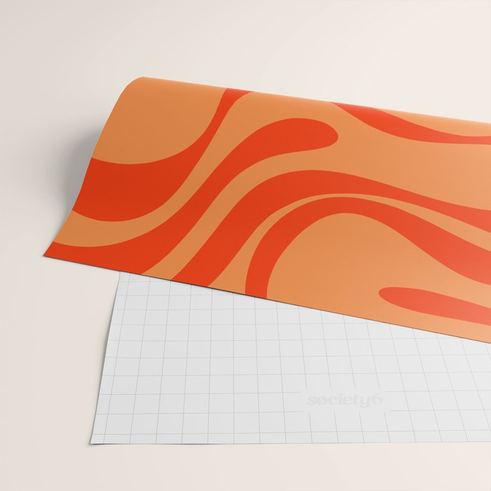 Retro Liquid Swirl Abstract 2 in Bold Orange Wrapping Paper Gallery Image 2