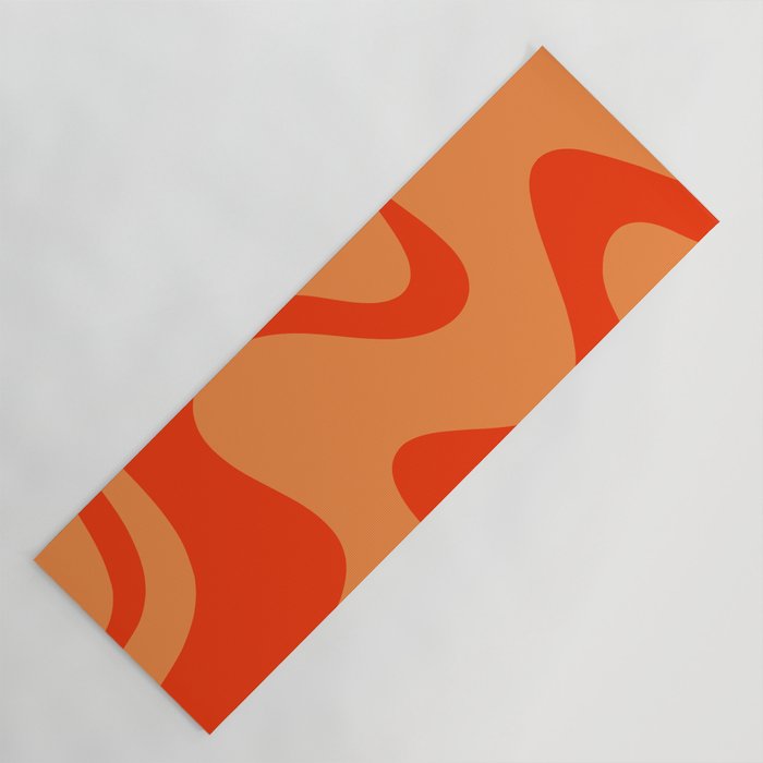 Retro Liquid Swirl Abstract 2 in Bold Orange Yoga Mat Gallery Image 1
