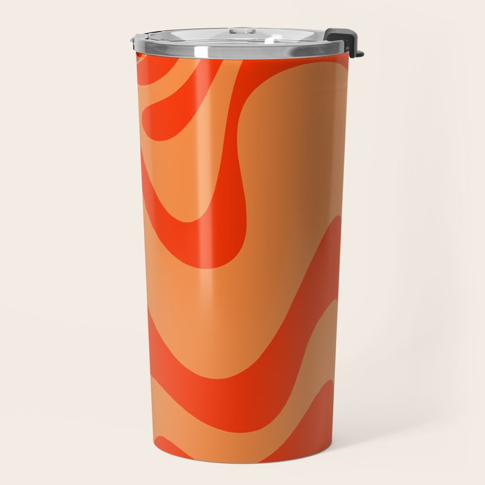 Retro Liquid Swirl Abstract 2 in Bold Orange Travel Mug Gallery Image 2